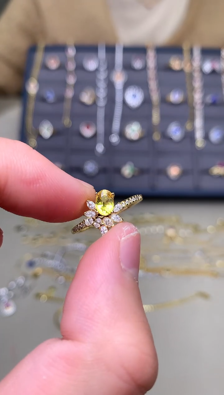 戒指蓝宝石银S925镶嵌戒指