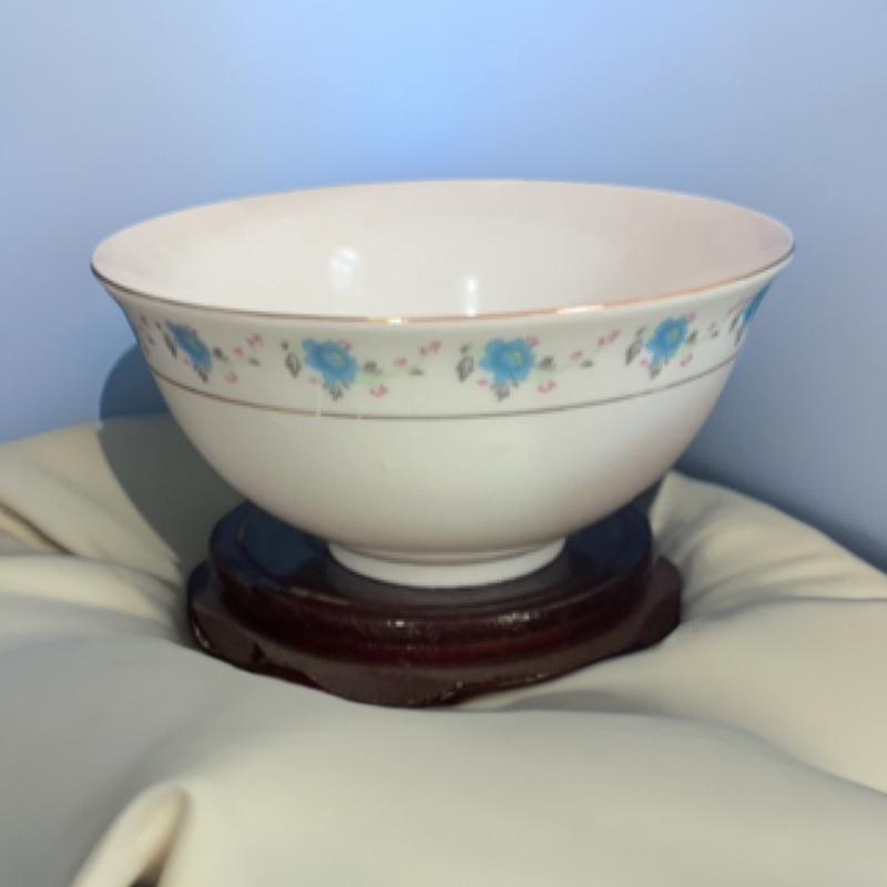 景德镇陶瓷描金小兰花6寸反口面碗