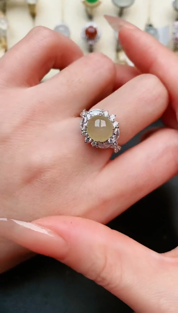 【闪购商品】翡翠戒指银S925镶嵌......