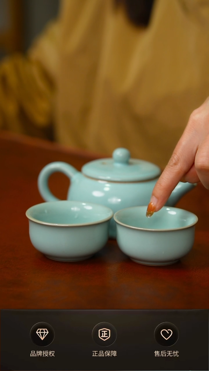 其他天青臻稀半月壶不完美 一壶两杯