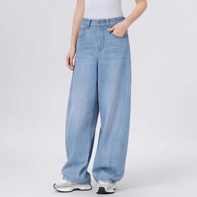 {专柜}商场同款2025新款复古高腰显瘦弯刀阔腿牛仔裤510084