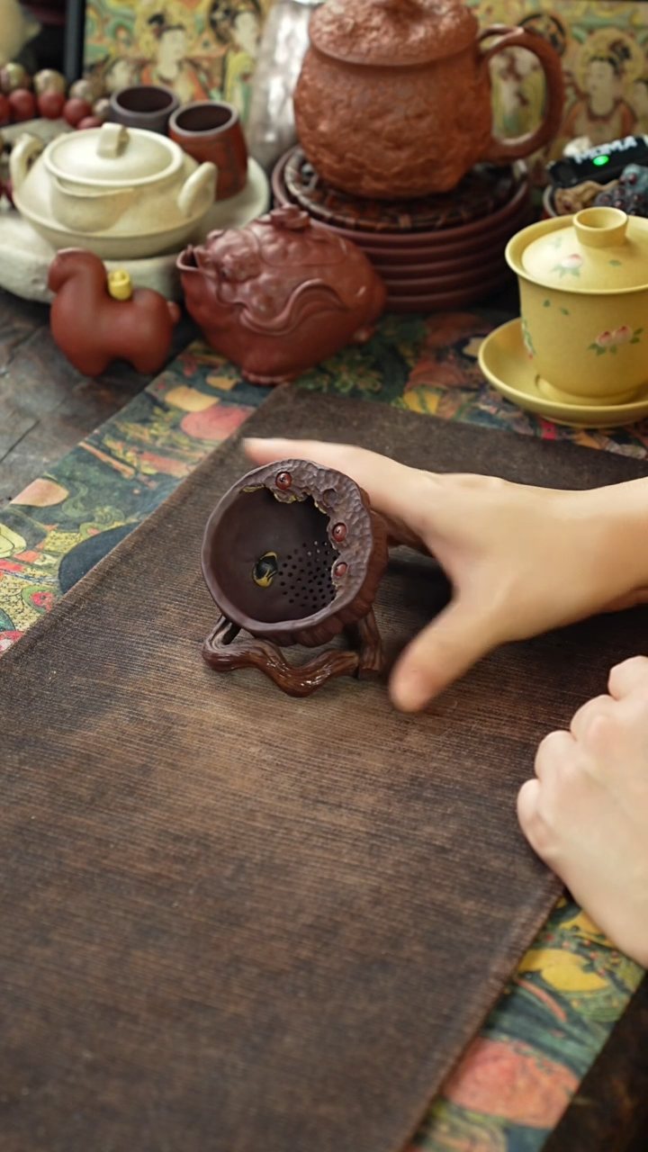 创意莲蓬紫砂茶漏