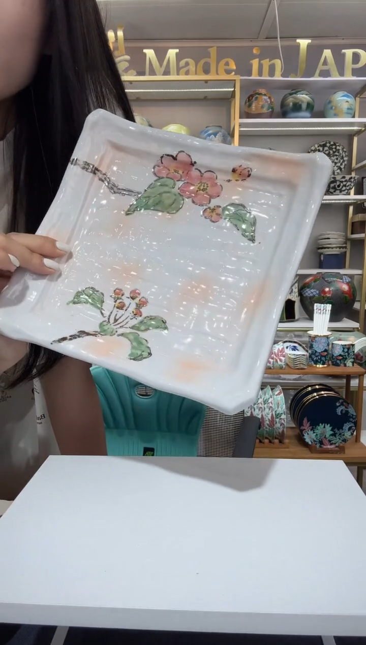 瓷山樱花正方盘一只