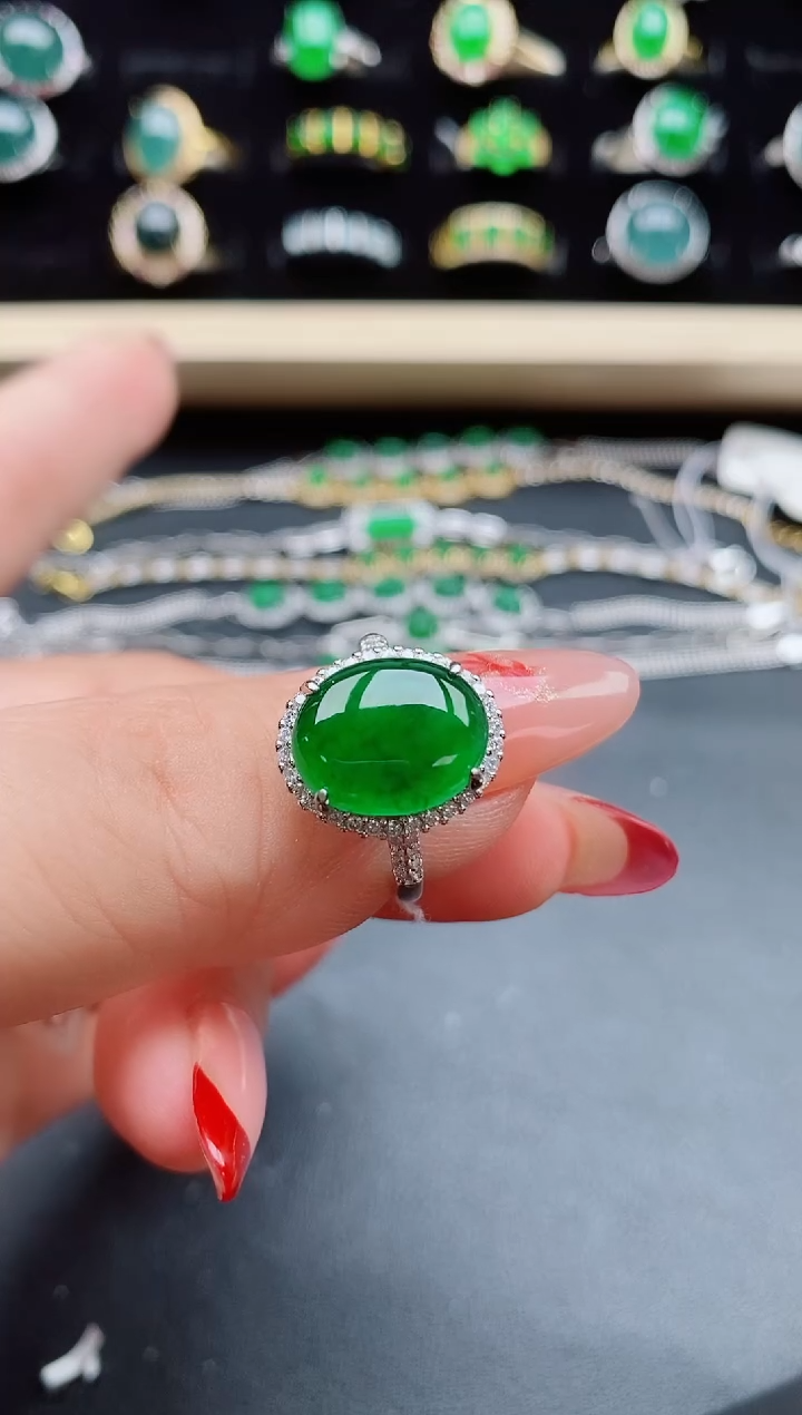 【闪购商品】翡翠戒指银S925镶嵌085580
