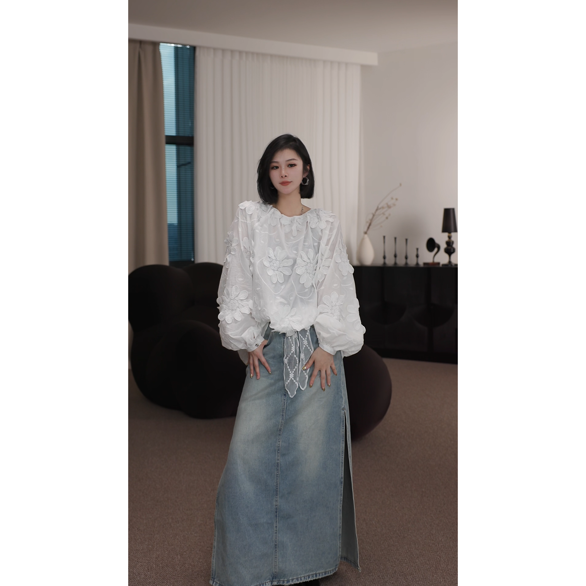 卢尚原创手工花上衣1172