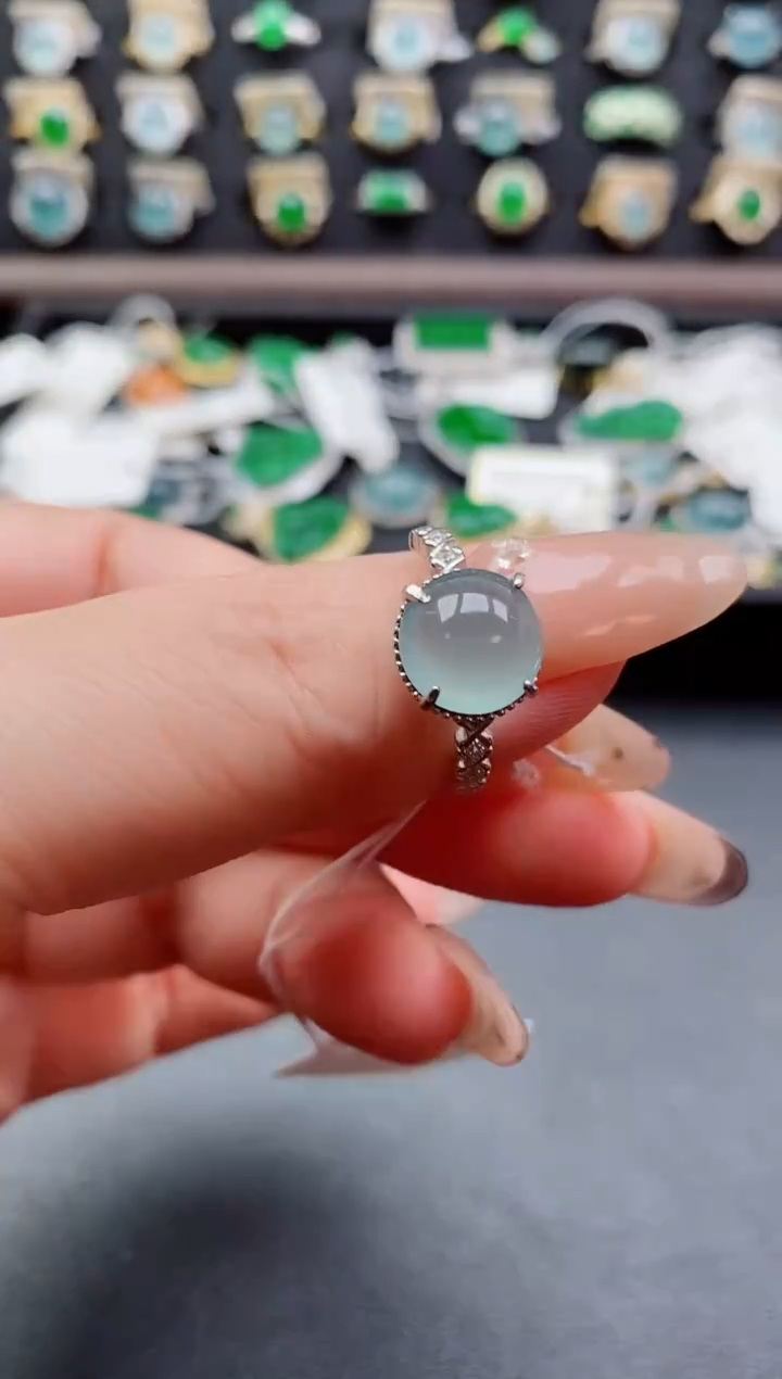 银S925镶嵌戒指翡翠1