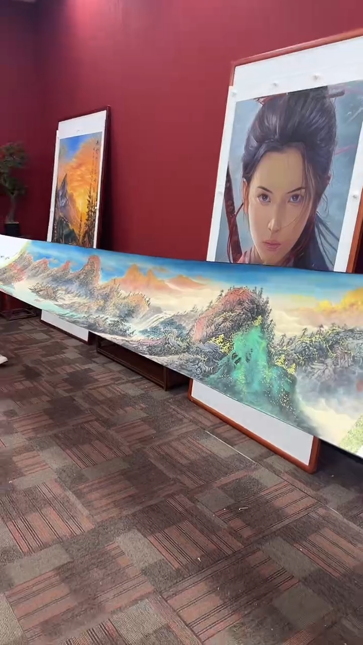 国画王碧梧绘画12pc山水长卷