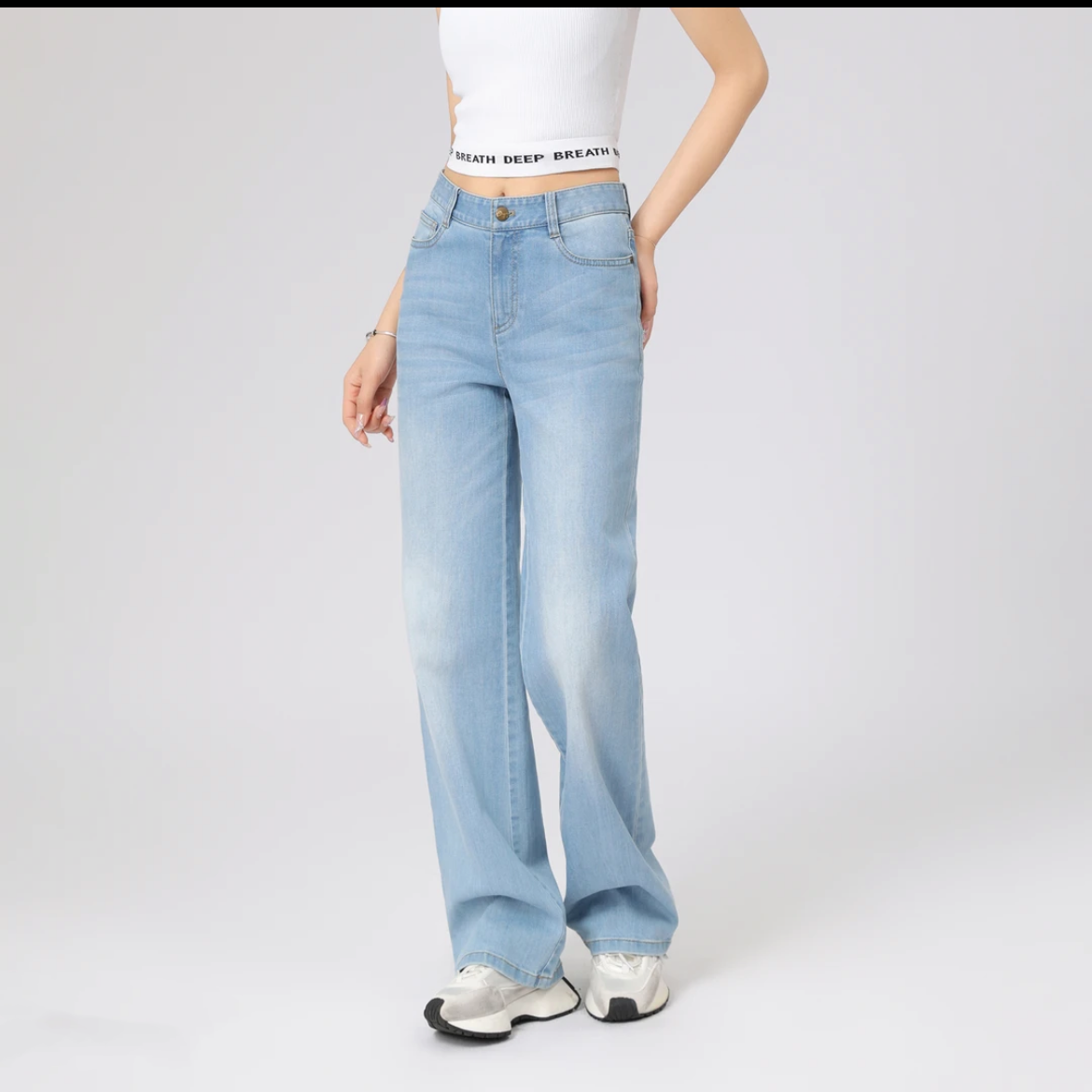 GIRDEAR/哥弟【哥弟】高腰休闲显瘦牛仔裤直筒裤1100270时尚百搭