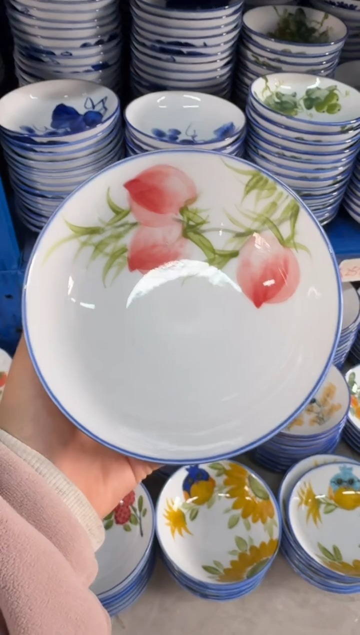 瓷片景德镇高温陶瓷食品级手绘釉中彩-小胖碗