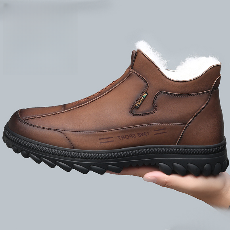 【一号链接棕色款】【脚尖到脚后跟全部真羊皮毛一体】保暖搭子棉鞋男
