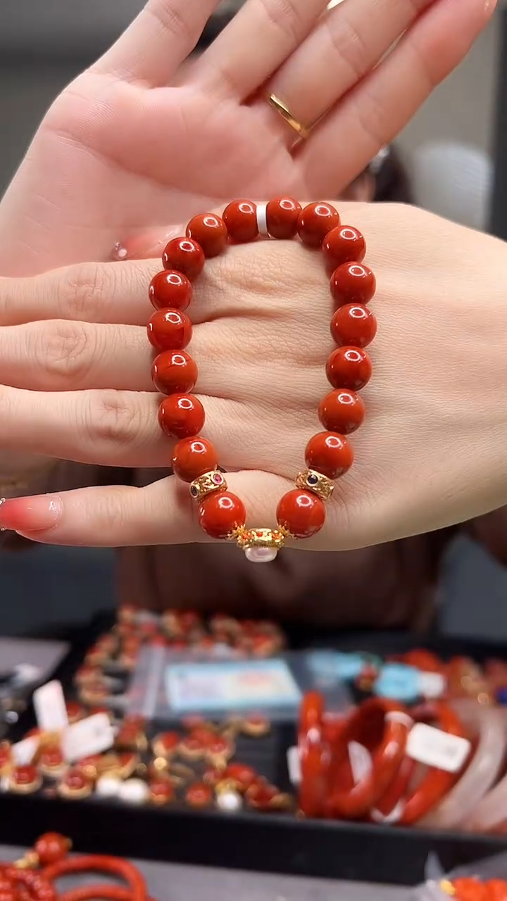 【闪购商品】南红玛瑙手串未镶嵌9mm+/18K金设计款/YK