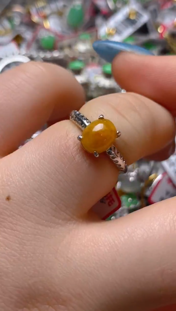 银S925镶嵌戒指翡翠百内无证书