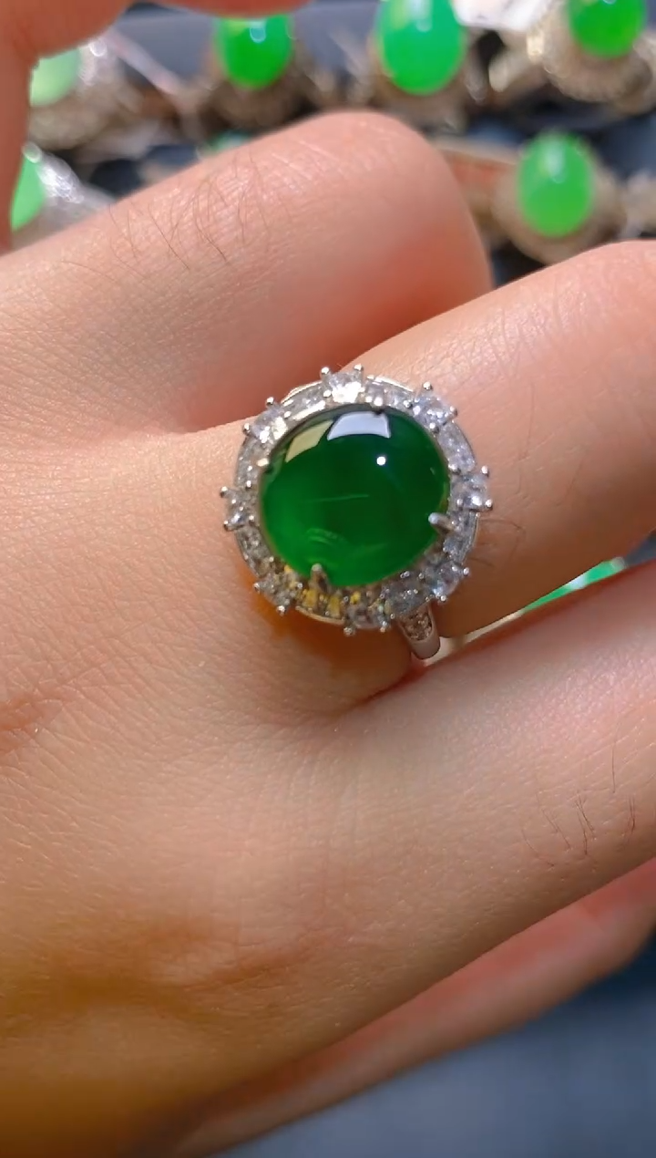 【闪购商品】翡翠耳饰银S925镶嵌天然A货翡翠1