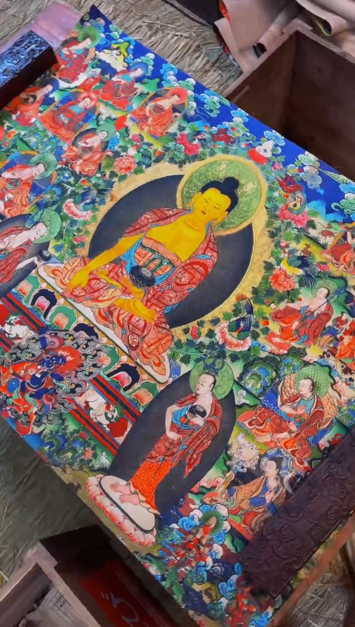 装裱画精品手绘唐卡链接--A046横幅释迦摩尼