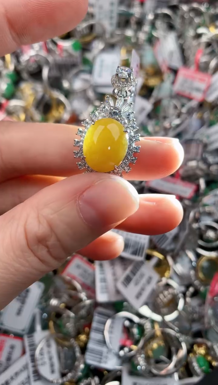 银S925镶嵌戒指翡翠444---10