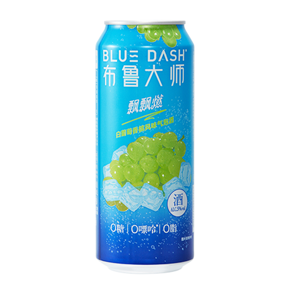 BLUEDASH布鲁大师飘飘燃白葡萄香槟风味零糖气泡酒500