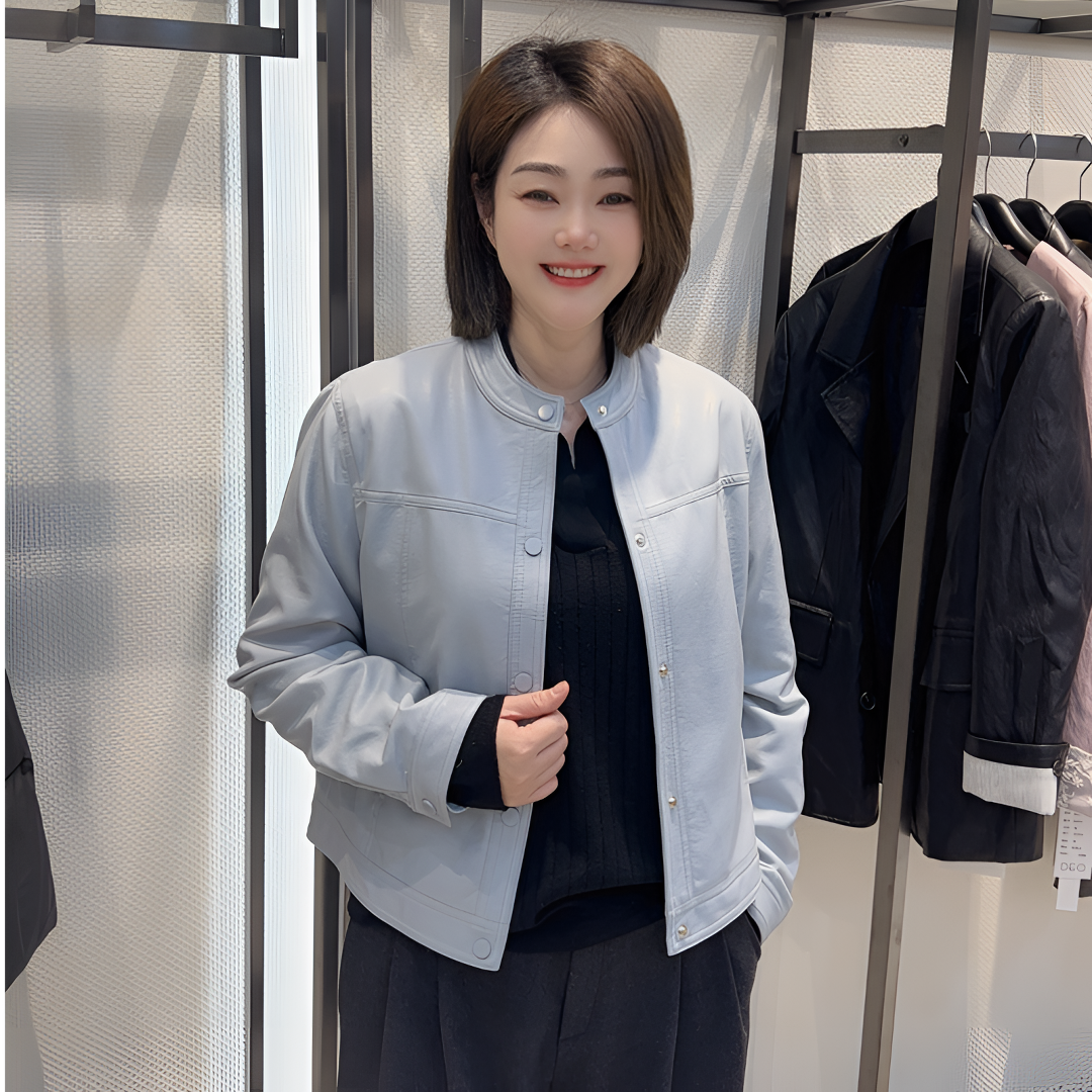 2025春季新款女士时尚百搭皮短款休闲衣女上衣皮夹克女装-25016