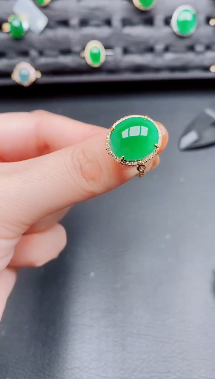 【闪购商品】翡翠戒指银S925镶嵌天然a货翡翠424