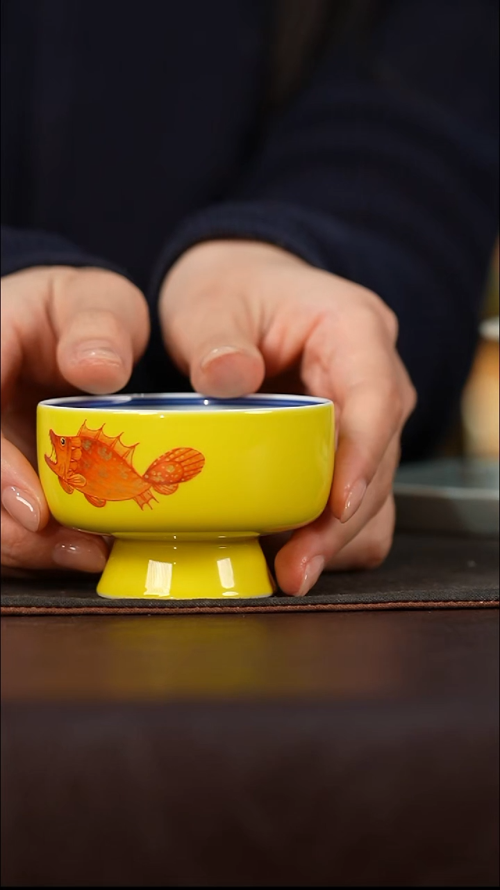 瓷瓷姑娘茶器立勤堂帝王黄鳜鱼杯