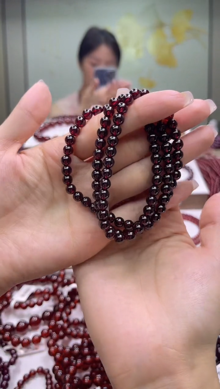 未镶嵌手串石榴石酒红色石榴石多圈6mm+，多样式发一