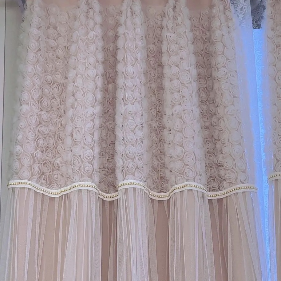 【温莎2】粉色玫瑰花园珠珠花边窗帘客厅阳台卧室遮光法式美式欧式