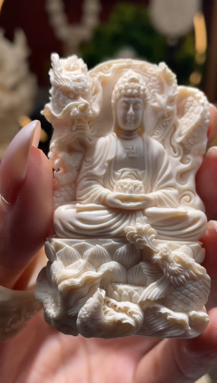 菩提根/象牙果吊坠【重工版】龙凤呈祥