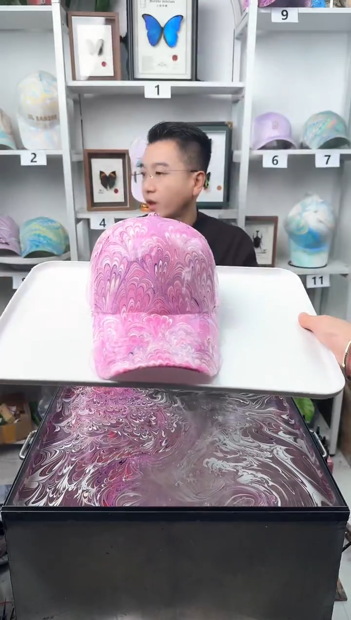 纯棉凤尾纹水拓帽