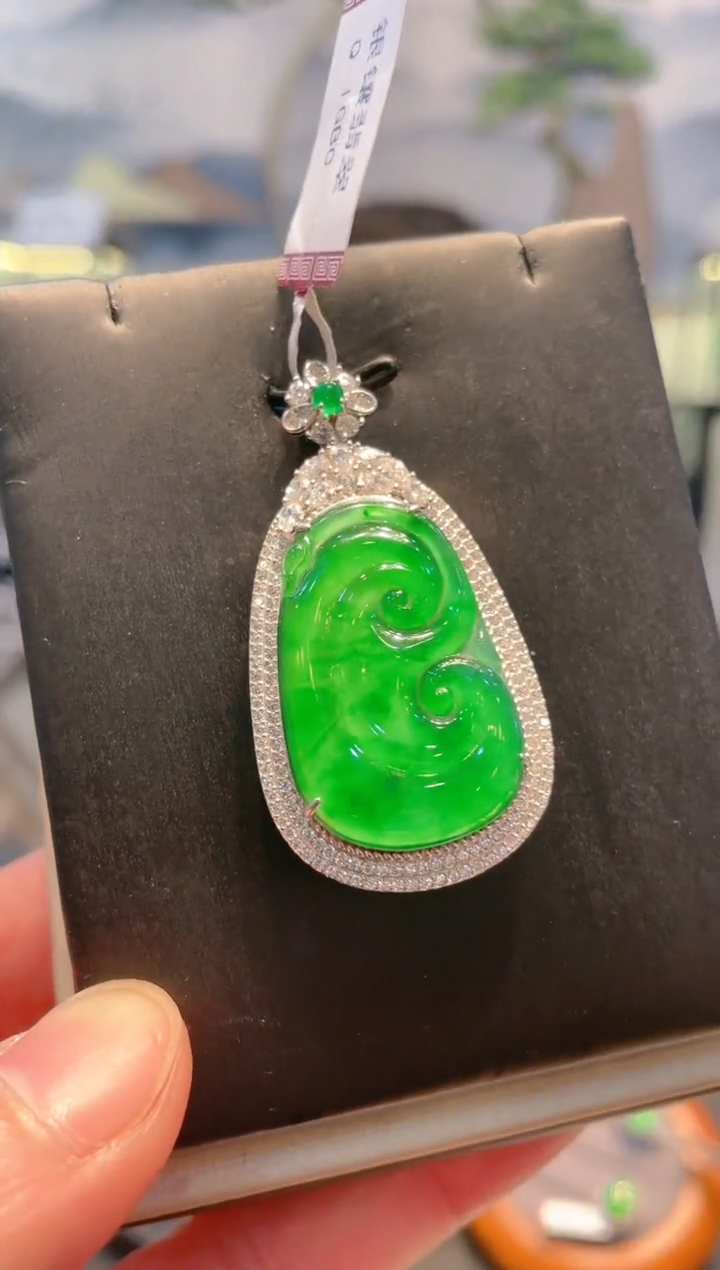 翡翠银S925镶嵌颈饰天然A货翡翠A92