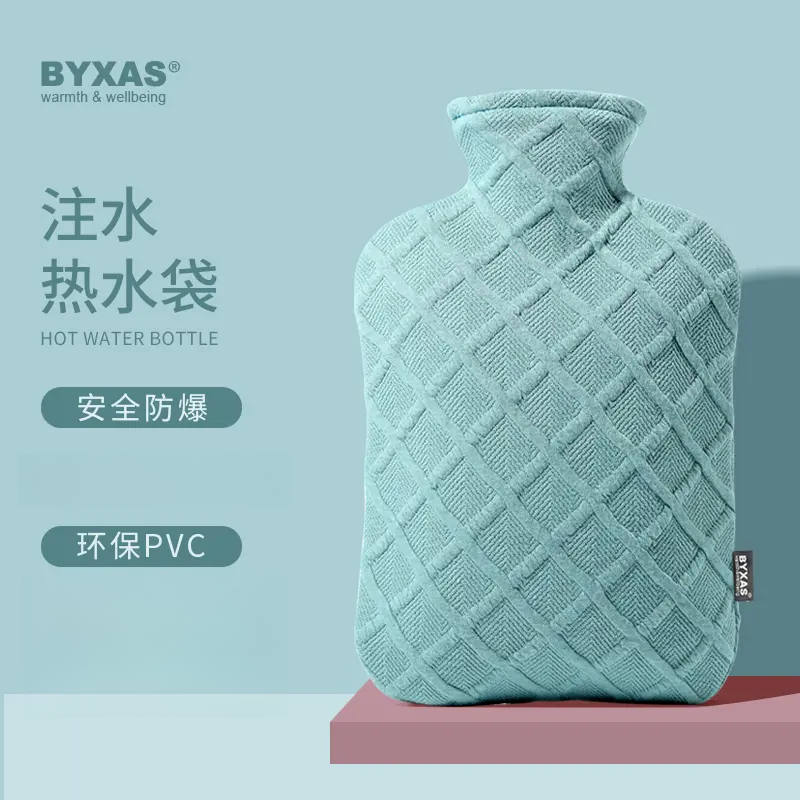 洛诺兔德国品质热水袋注水暖水袋毛绒暖手宝保暖北欧款防爆手袋