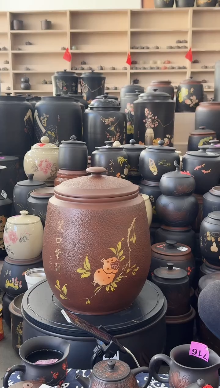 罐瑕疵茶缸高35cm古铜色彩填   004