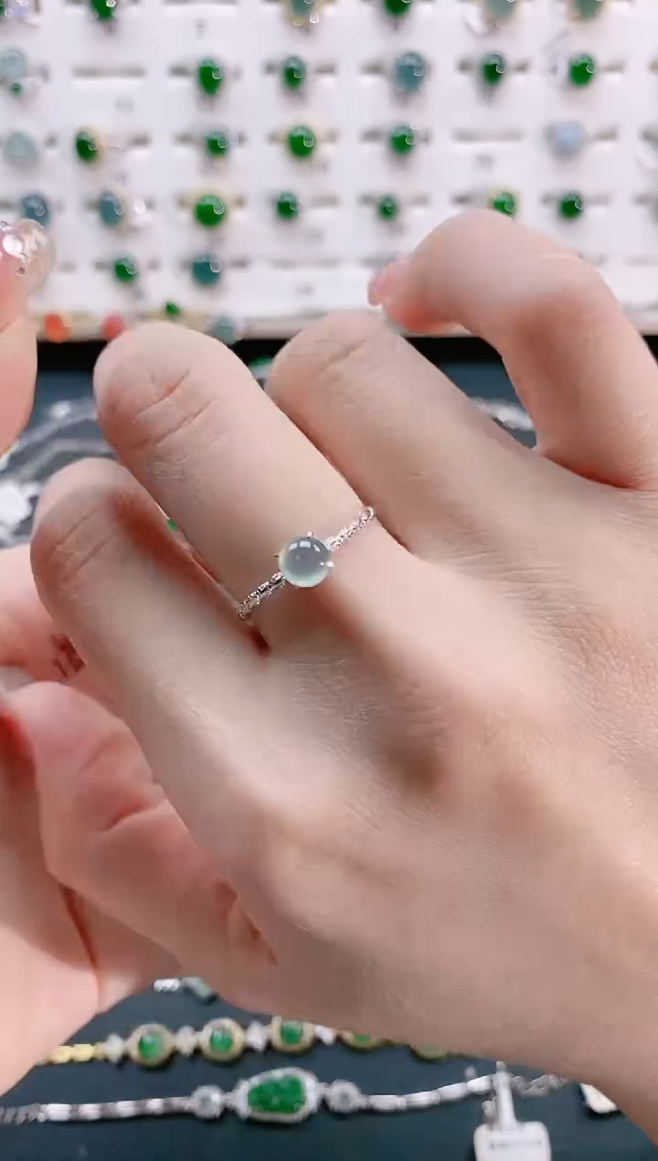 【闪购商品】翡翠戒指银S925镶嵌天然翡翠