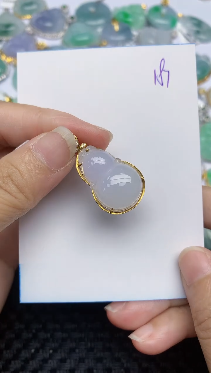 翡翠18K金镶嵌颈饰天然A货翡翠 187