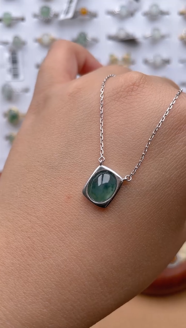 【闪购商品】翡翠项链银S925镶嵌11111