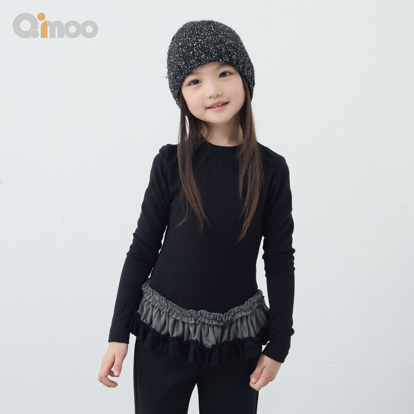 Qimoo/淇木25年冬季女童百搭圆领保暖洋气半高领套头衫QSS4TP302C
