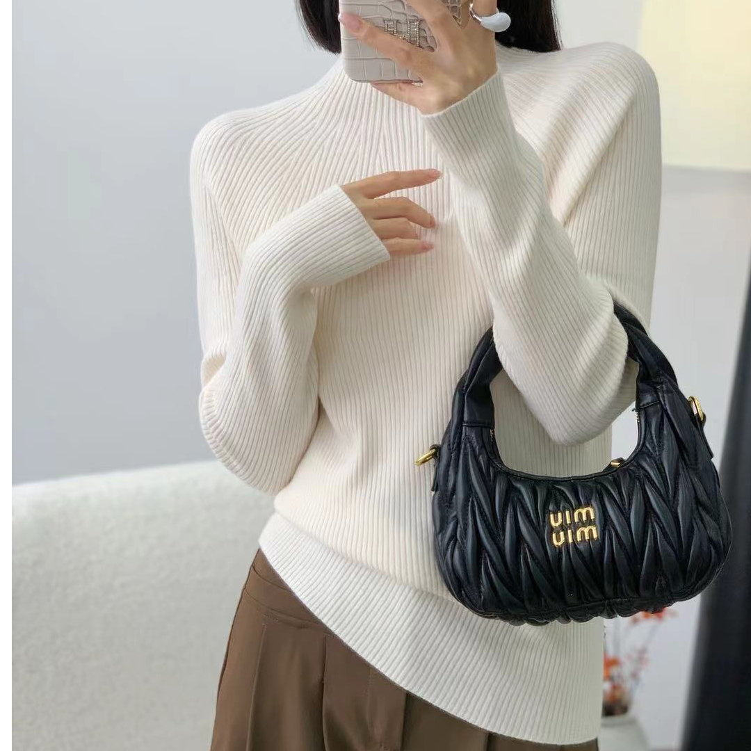 513针织半高领女极细无缝高领衫套衫秋冬温婉风