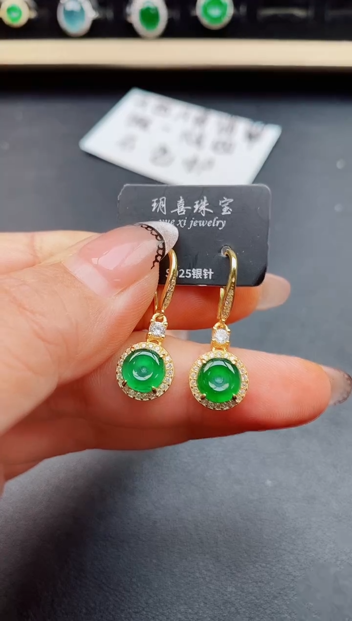 翡翠戒指银S925镶嵌321312