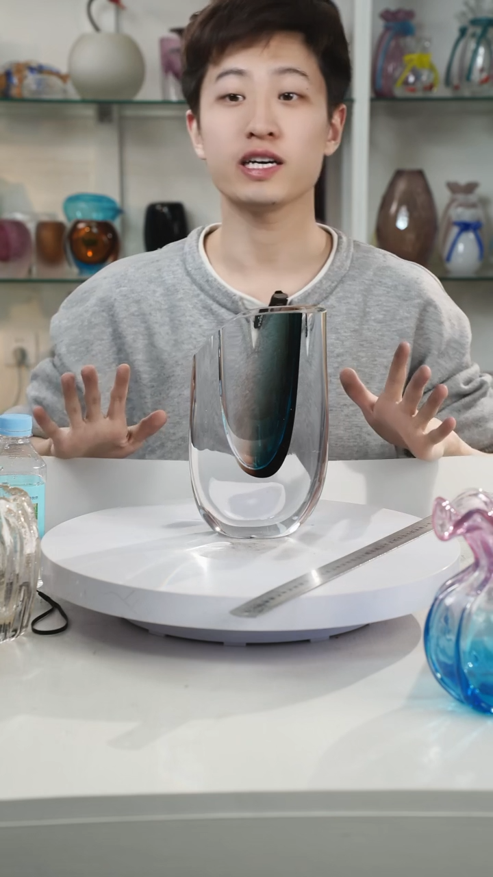 【闪购商品】琉璃高22.5轻奢琉璃花器福利正常手工痕迹