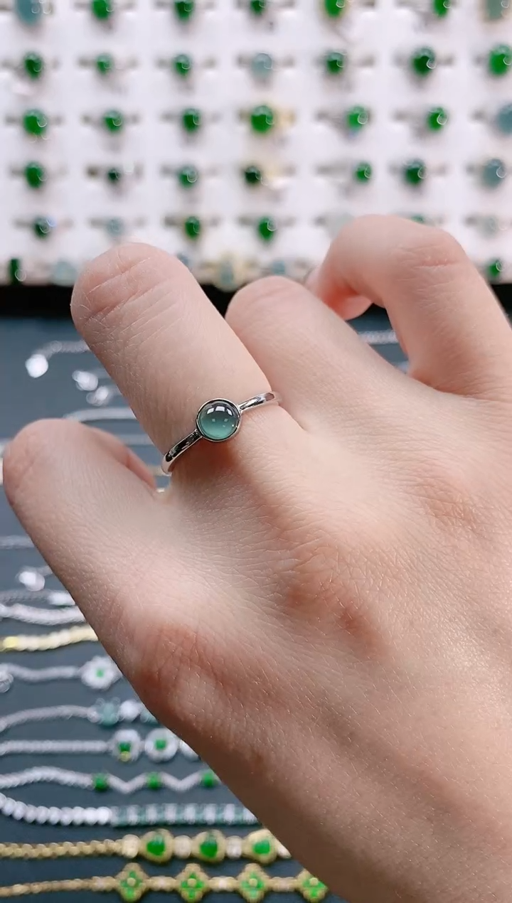 【闪购商品】翡翠戒指银S925镶嵌天然翡翠