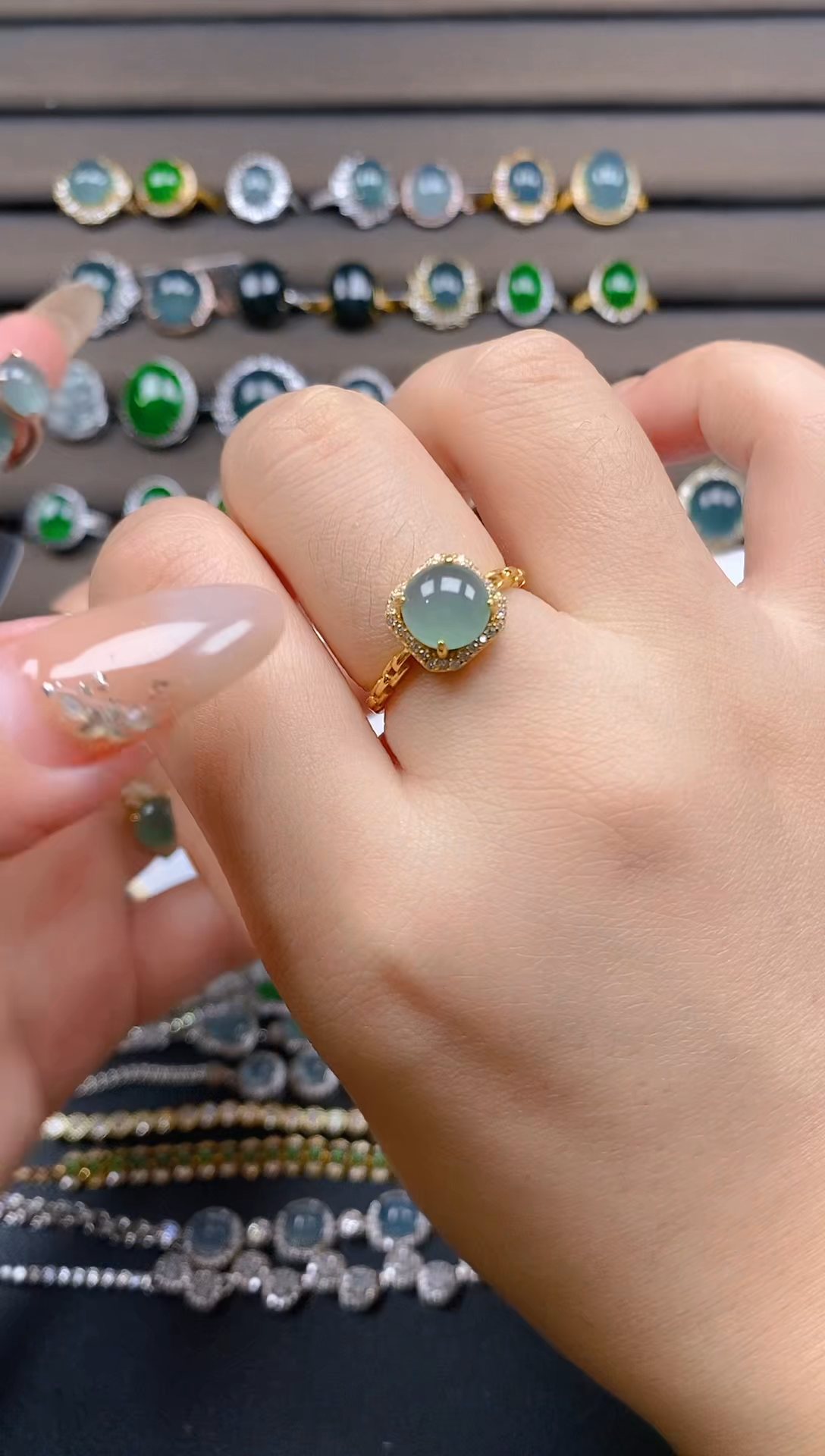 翡翠戒指银S925镶嵌1212