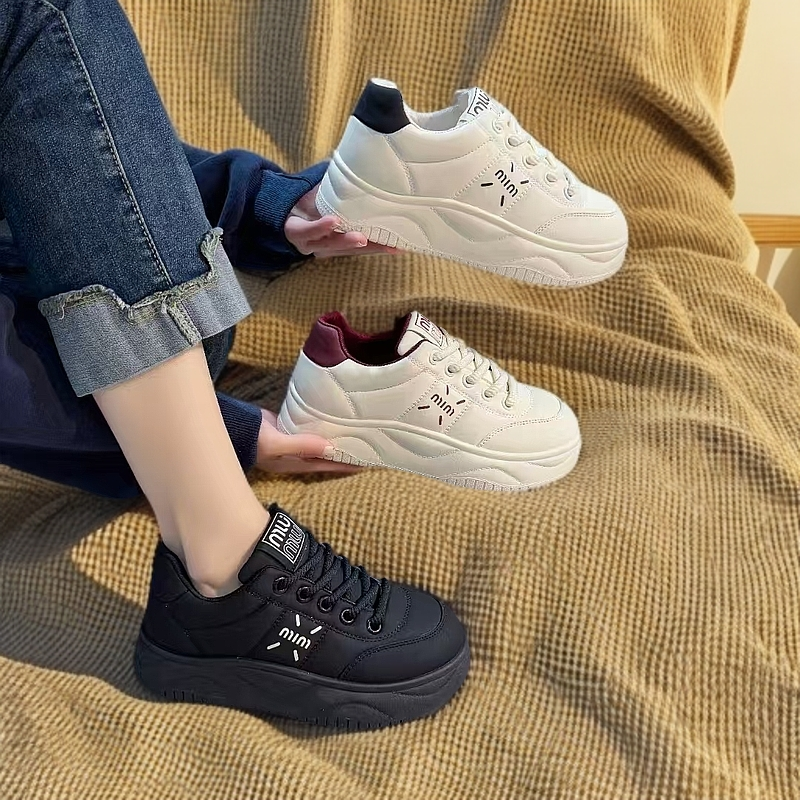 拼色小白鞋纯色面包鞋春秋冬季