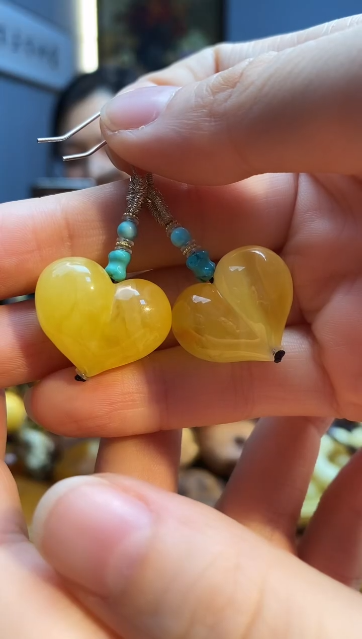 琥珀未镶嵌耳饰美*西耳饰