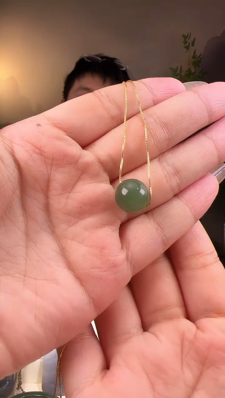 【闪购商品】和田玉颈饰银S925镶嵌单珠吊坠