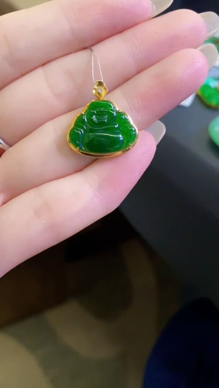 【闪购商品】定制翡翠18K金镶嵌佛