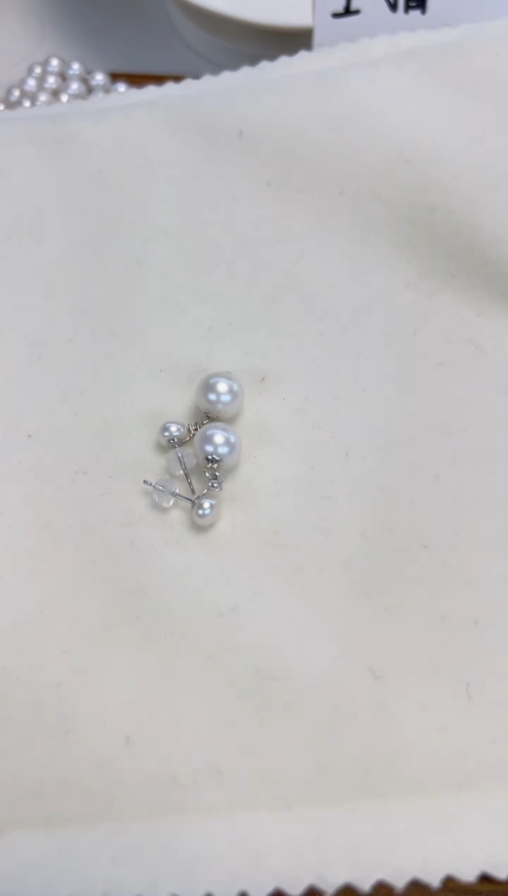 银S925镶嵌耳饰淡水珍珠双珠