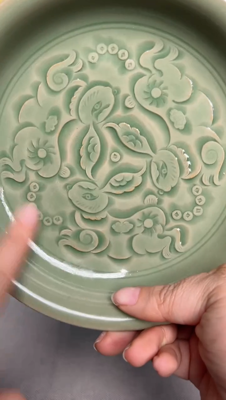 【闪购商品】其他纯手工秘色三兔共耳壶承赏盘