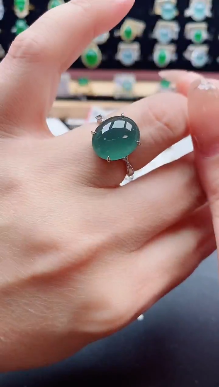 银S925镶嵌戒指翡翠1