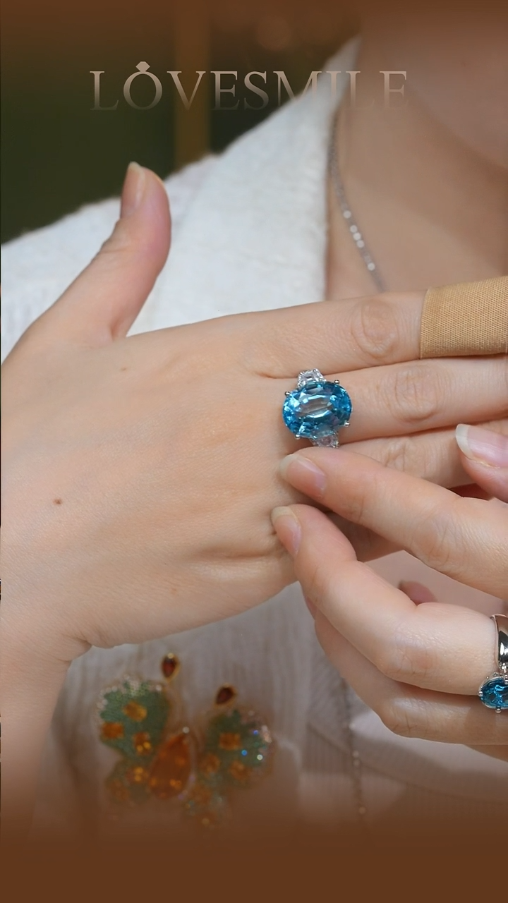 银S925镶嵌托帕石戒指078