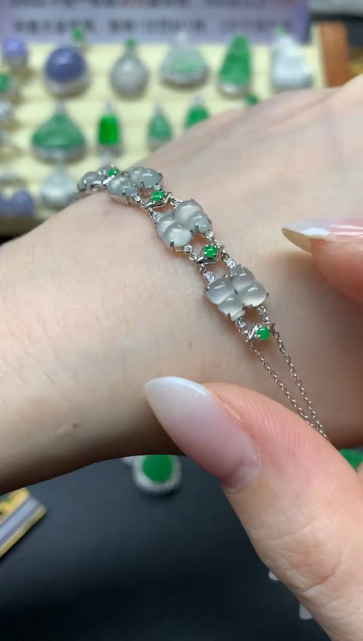 【闪购商品】18K金镶嵌翡翠手链手链|4800+480