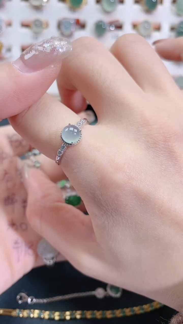 银S925镶嵌戒指翡翠天然翡翠