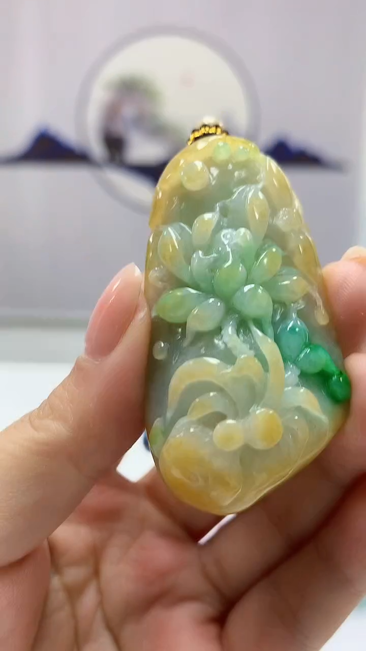 【闪购商品】定制翡翠未镶嵌4969ms-毛货花128